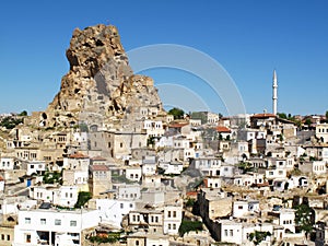 Town of Ortahisar in Cappadocia, Turkey