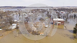 The Town of Pacific Junction Iowa is completely Submerged in the Flood of March 2019