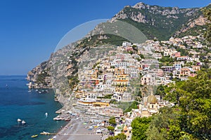 The town of Positano along the Amalfi Coast, Campania, Italy