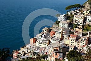 The town of Riomaggiore. National park of the Cinque Terre. Liguria. Italy