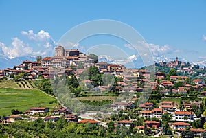 Town of Roddi on the hills in Italy.