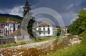 Town of Roncal and the river Esca. Roncal Valley
