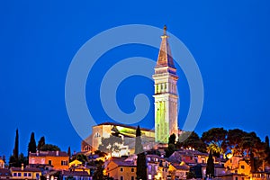 Town of Rovinj landmark evening view