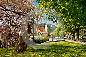 Town of Samobor park and church