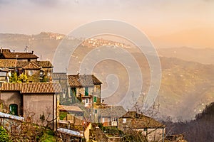 Town of San Vito Romano on the slopes of the hills of Lazio, Italy photo