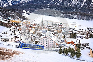 Town of Sankt Moritz luxury winter travel destination view photo