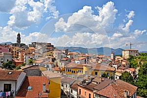 The town of Satriano di Lucania in the mountains of the Basilicata region, Italy.