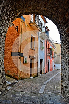 The town of Satriano di Lucania in the mountains of the Basilicata region, Italy.