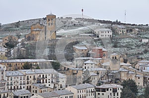 Town of Sepulveda, snowy day, Segovia (Spain) photo