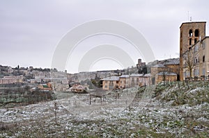 Town of Sepulveda, snowy day, Segovia (Spain) photo