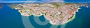 Town of Sibenik waterfront aerial panoramic view