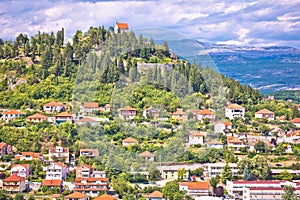 Town of Sinj in Dalmatia hinterland aerial view