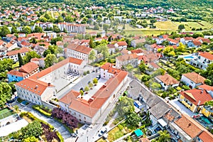 Town of Sinj in Dalmatia hinterland city center aerial view photo