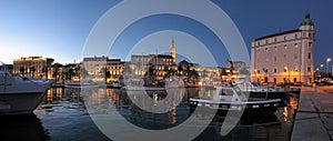Town Split in Croatia, Diocletian palace night view from the seaside photo