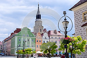 Town square of Boleslawiec, Poland