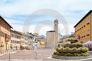 Town square in the Borgo Valsugana , a village in the Italian Alps