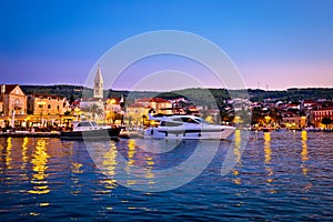 Town of Supetar waterfront evening view