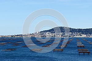 The town of SÃ¨te at the foot of Mount Saint Clair