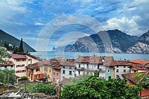 Town of Torbole and Lago di Garda view, Trentino Alto Adige region of Italy