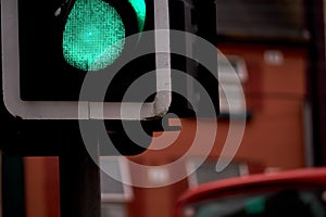 Town traffic lights - Green light on - Closeup