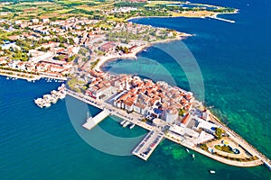 Town of Umag historic coastline aerial view