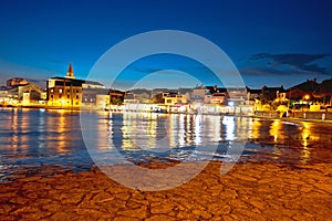 Town of Umag waterfront and coast evening view