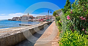 Town of Umag waterfront and coastline panoramic view