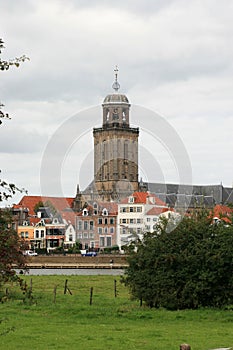 Town-view with church; Deventer photo
