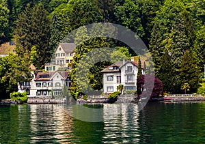Town Vitznau on Lucerne lake
