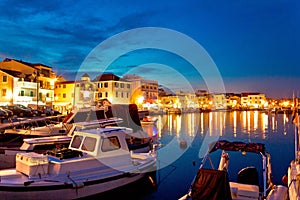 Town of Vodice evening harbor view