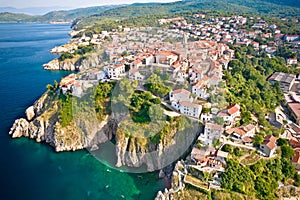 Town of Vrbnik aerial view, Island of Krk, Kvarner bay