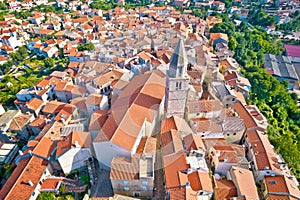Town of Vrbnik rooftops aerial view, Island of Krk, Kvarner