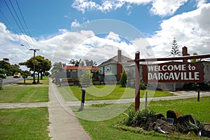 Town wellcome road sign photo