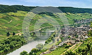 Town Zell and Moselle river, Germany