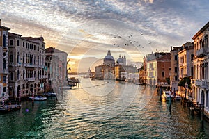 The towncape of Venice, Italy during sunrise