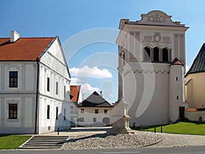 Townhall, marian column, and bell tower