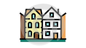townhome house color icon animation