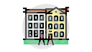 townhome house color icon animation