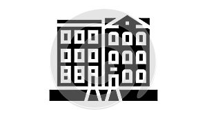 townhome house glyph icon animation