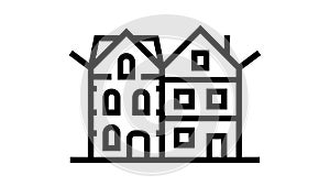townhome house line icon animation