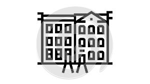 townhome house line icon animation