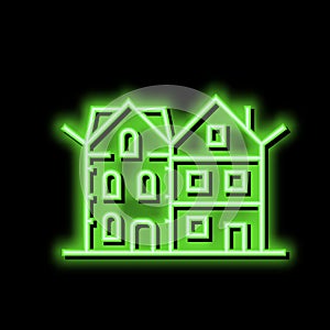 townhome house neon glow icon illustration