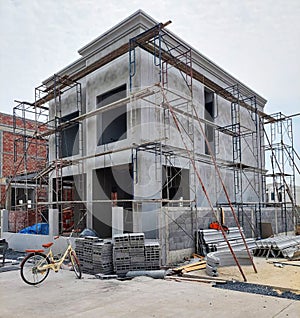 townhome are under construction in Thailand, modern house design.