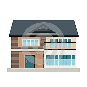 Townhouse cottage vector illustration, modern real estate icon in flat style - Vector