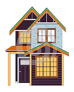 Townhouse house 2D linear cartoon object