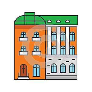 Townhouse line icon concept. Townhouse flat vector sign, symbol, illustration.