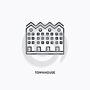 Townhouse outline icon. Simple linear element illustration. Isolated line Townhouse icon on white background. Thin stroke sign can