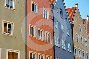 Townhouse row colorful facades