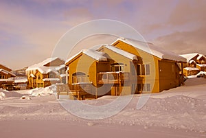 Townhouses after heavy snowstorm