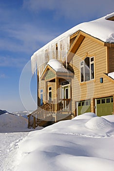 Townhouses after heavy snowstorm